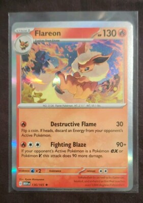 Flareon ERROR HOLO BLEED 136/165 SV151 MEW Rare Pokémon TCG Card Near Mint NM