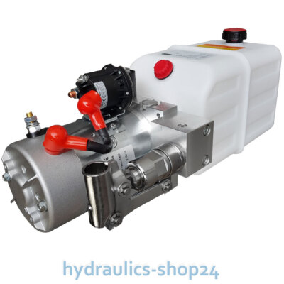 12 Volt Hydraulikaggregat mit Handpumpe 180 bar 2000W für Anhänger, Kipper, LKW