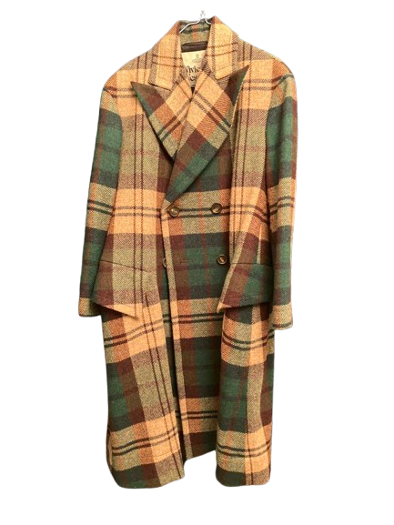 Vivienne Westwood x Harris Tweed Long Coat Beige Green Plaid Vivienne Westwood x Harris Tweed Long Coat Beige Green Plaid