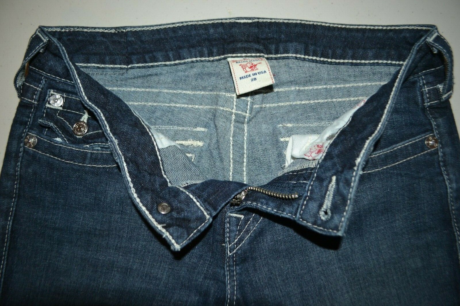 True Religion Women's Hi-Rise Bootcut Thick Stitch Blue Jeans Sz 28x31 thumbnail 8