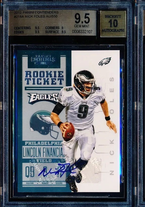 NICK FOLES 2012 Panini Contenders Auto RC BGS 9.5/10 AU/550 - QTY Eagles #218