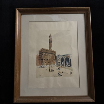 Vintage Framed Print Andrea Curti Florence Italy Palazzo Vecchio 
