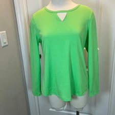 Reel Legends Women's Long Sleeve Performance Active Top Lime Green Size M