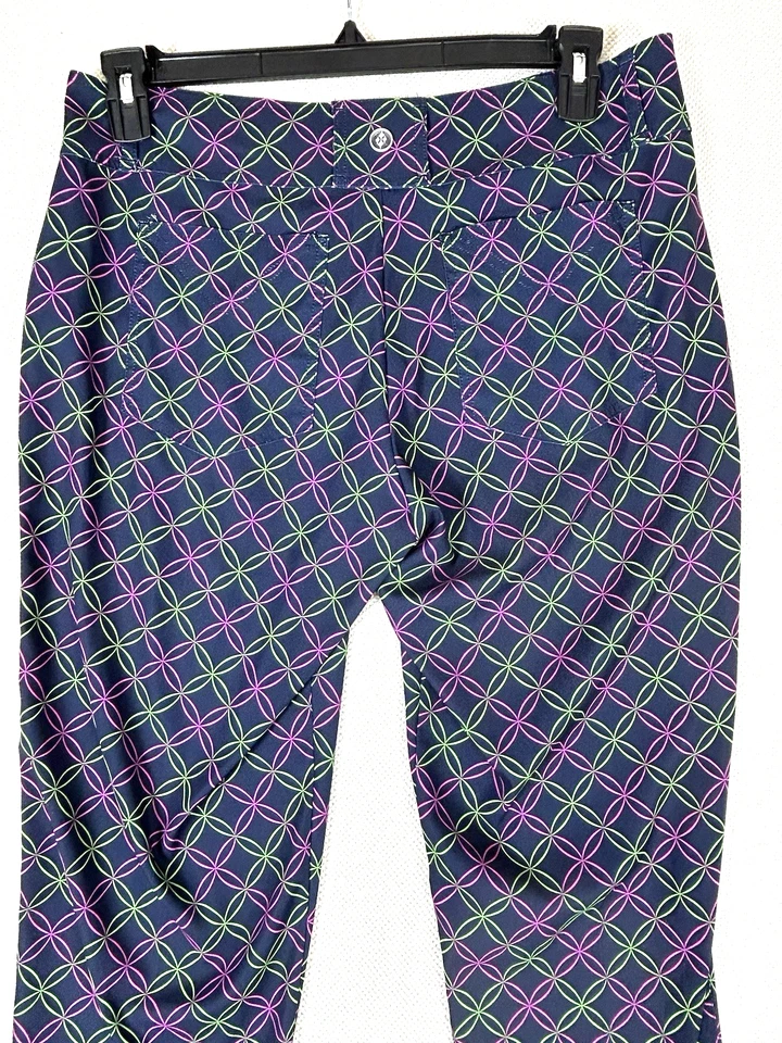 Pantalones de golf Jofit para mujer talla 8 medianos recortados estampado geométrico rosa verde azul Foto 4 de 4