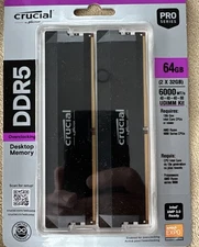 Crucial Pro DDR5 RAM 64GB Kit (2x32GB) 6000MHz CL40 Desktop Memory