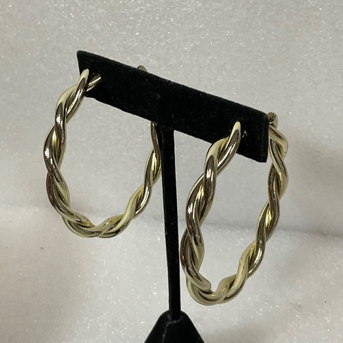 Vintage goldfarbene Creolen 2 Zoll 11,76 g geflochten Twist Post Modeschmuck - Bild 2 von 14