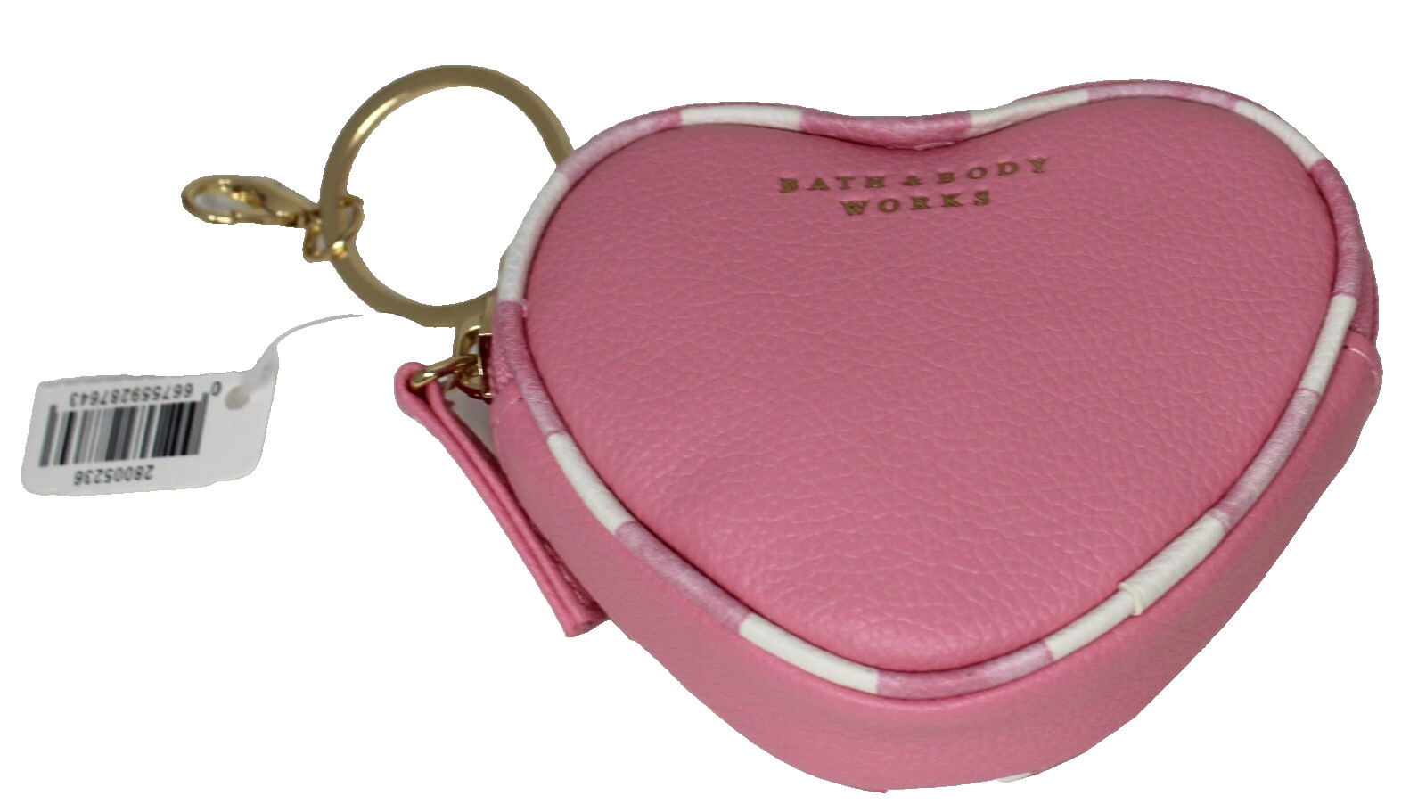 Bath & Body Works Pink Heart Gingham Coin Bag Pouch Keychain New Valentine's Day