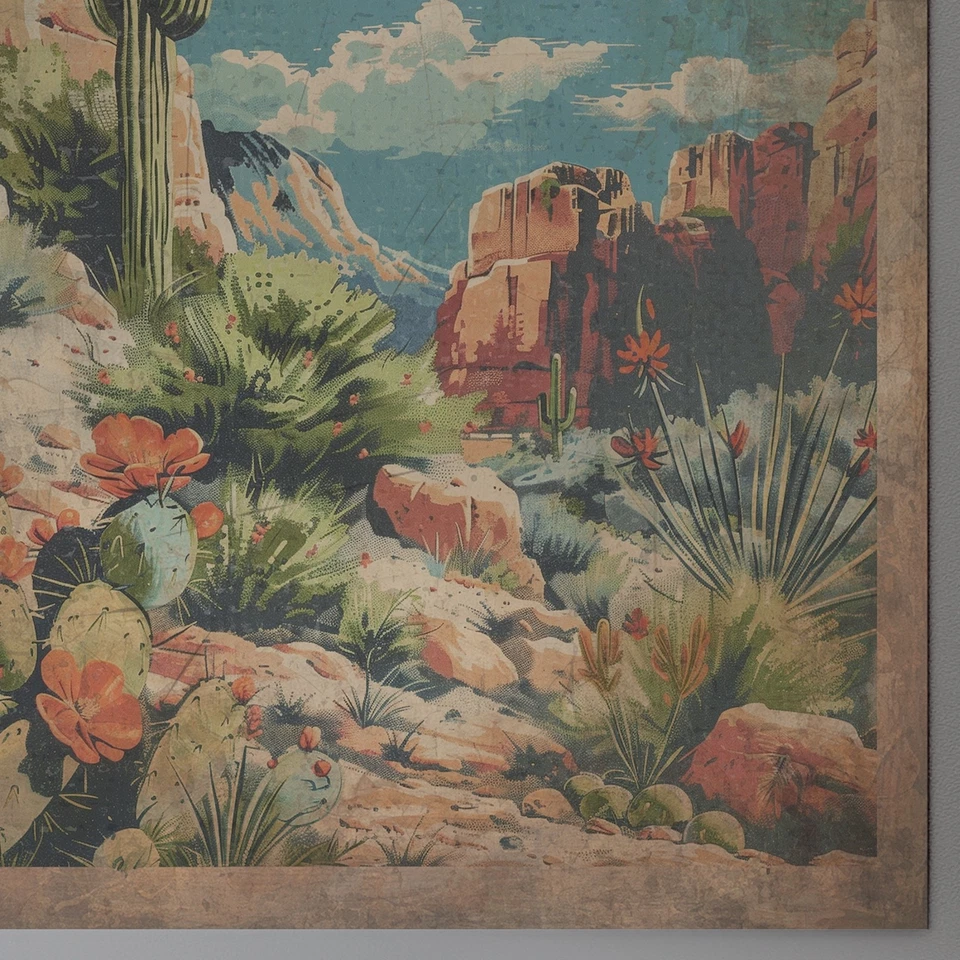 CACTUS FLOWER Wall Art, Retro Western Botanical Decor, Desert Sky Floral Poster - Image 4 of 4