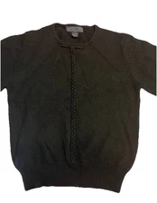 Herman Geist Merino Wool Black Pullover Sweater Front Detail Women’s Med Vtg