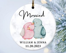 First Christmas Married Ornament, Personalized Married Ornament, Custom Marri...