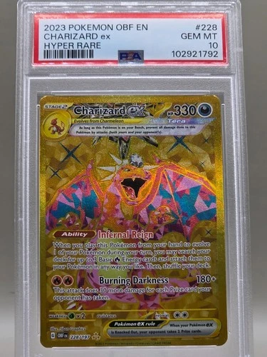 PSA 10 Charizard ex HYPER RARE 228/197 Pokemon TCG Obsidian Flames GOLD FULL ART