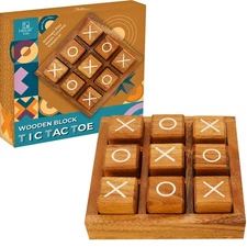 BSIRI Wooden XO Blocks (L) Tic Tac Toe Board Games - Ideal for Kids Games, Famil