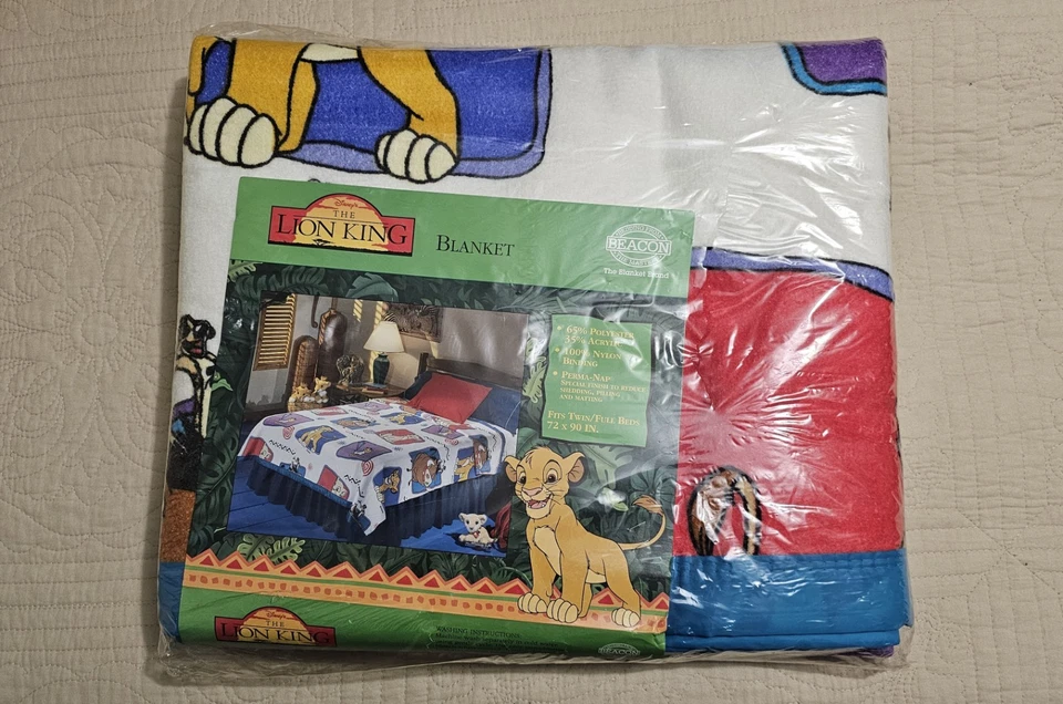 "Manta Simba Rey León Años 90 Vintage Walt Disney Twin Completa 72 x 90""" Foto 2 de 4