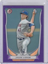 2014 Jacob deGrom Bowman Prospects PURPLE ROOKIE CARD #73 - Texas Rangers Mets. rookie card picture