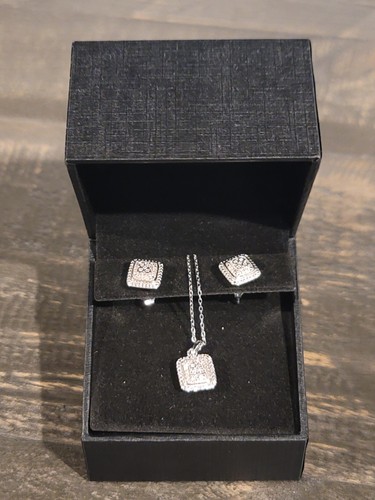 Kay jewelers Multi-Diamond Cushion-Shaped Gift Set 1/5 ct tw Sterling Silver NEW - Picture 3 of 10