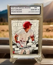 BILLY CARLSON 2025 Leaf GRADED GEM-MT 10 "Special Release" PRIZED ROOKIE #04