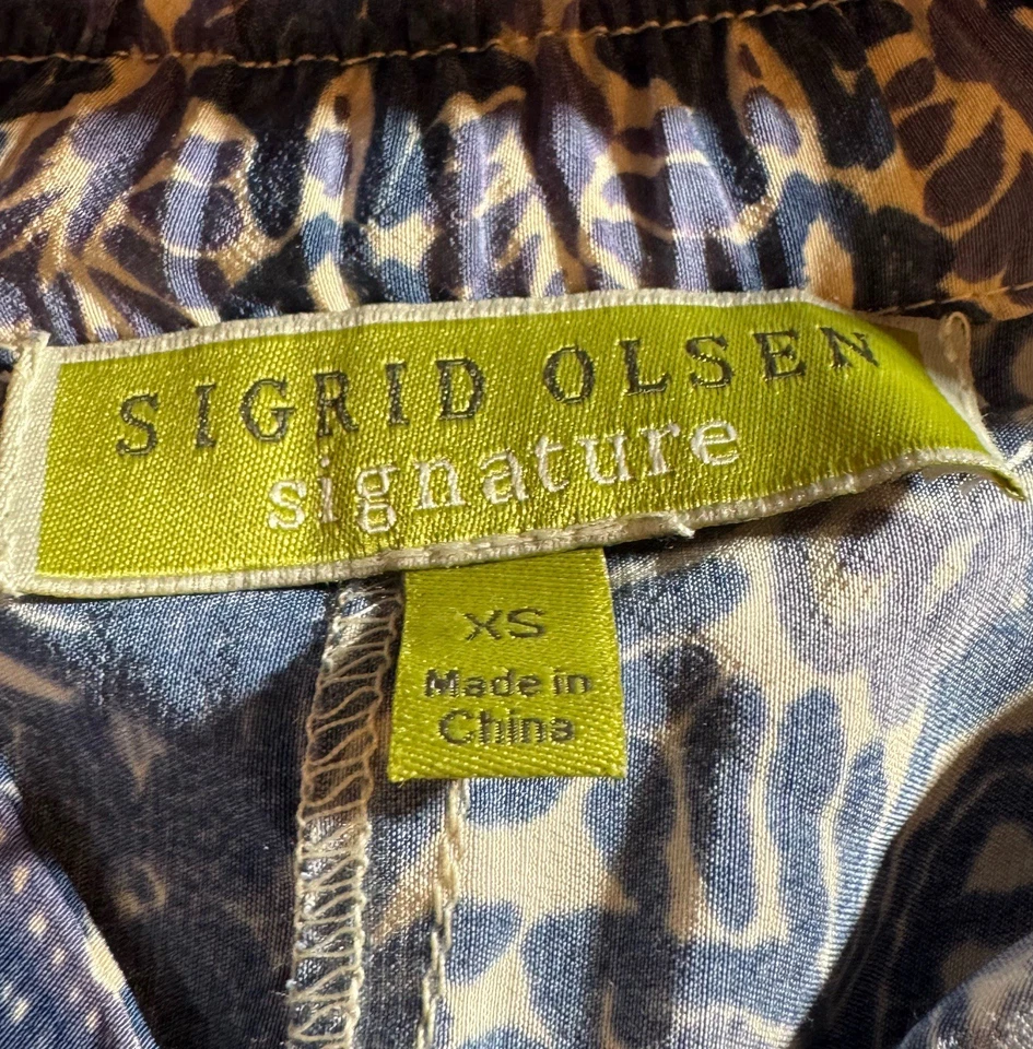 Pantalones SIGRID OLSEN para mujer X-Pequeños azules florales pierna ancha pantalones Foto 4 de 4