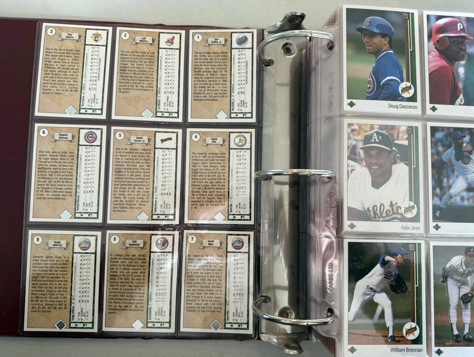 Juego completo de béisbol Upper Deck 1989 1-800 con todos los errores en carpeta, hallazgo raro Foto 2 de 4