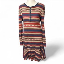 Ralph Lauren Dress  Southwestern Cabin Striped Knit Henley Dress XL