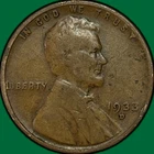 1933-D Lincoln Wheat Cent Fine F Coin #34968