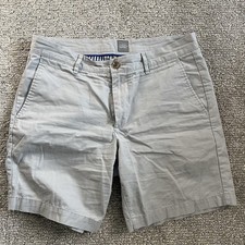 GAP KHAKIS Men's 34 Gray Shorts Classic Flat Front Casual Boat Beach 100 Cotton