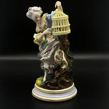 Classic Meissen Hard-Paste Porcelain Figurine Bird Cage Group Germany 8" Tall