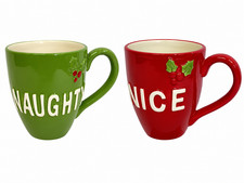 Weihnachtstassen 2er Set frech oder sch&ouml;n Keramik Tee Kaffeetassen festlich Geschenk