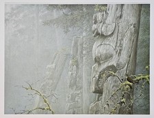 Robert Bateman Spirits of the Forest Totems and Hermit Thrush 1983 Bookplate
