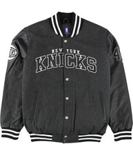 G-III Sports Mens NY Knicks Varsity Jacket, Black, Large Regular 