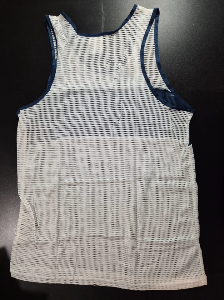 Vintage SUB 4 size M running gym track and field vest white mesh with navy trim - Image 2 of 4