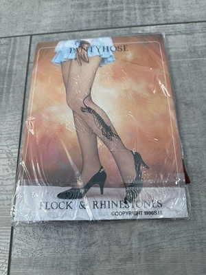 New Flock and Rhinestones Tiger Pantyhose Hibaly Vintage Style Size Queen