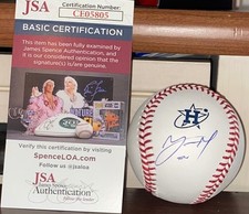 Yainer Diaz Signed Auto Rawlings MLB Baseball Houston Astros Connect Logo JSA