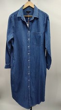 Quince Women Distressed Denim Maxi Shirt Dress Medium Indigo L