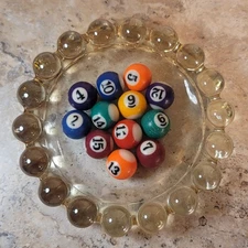 VINTAGE MINIATURE BILLARD BOWLS - 12 MINI 1" BILLARD BALLS