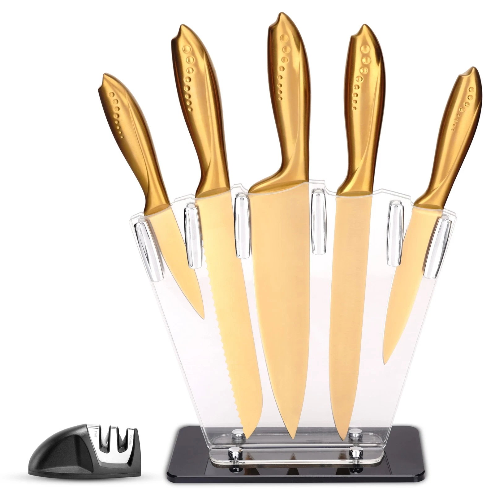 Kitchen Set, 7 Pieces Stainless Steel Kitchen Set with Clear Acrylic Block an...