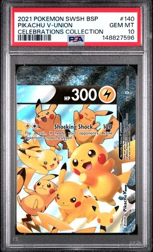 2021 POKEMON SWSH BLACK STAR PROMO CELEBRATIONS COLL #140 PIKACHU V-UNION PSA 10