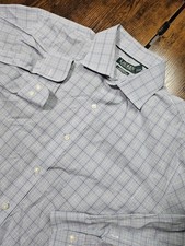 Ralph Lauren Green Label 17.5-2/3 Classic Blue Plaid Non Iron Mens Dress Shirt