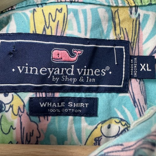 Vineyard Vines Shirt Mens XL Parrot Print Whale Button Up Summer Casual - Picture 5 of 14