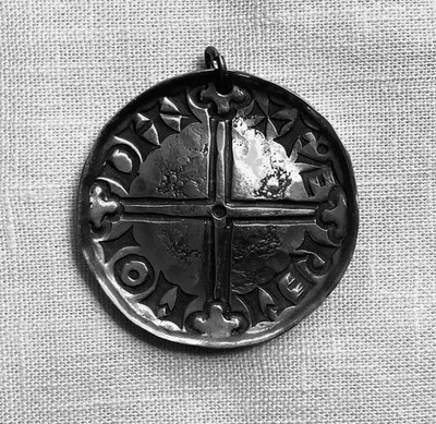 Irish Long Penny Celtic Medallion Large Pendant PMM