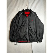 Starter Mens Windbreaker Jacket Black Red Mesh Lined Full Zip Large SR0107-92SM