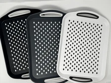 Non Slip Serving Tray w/ Handles Anti Spill Plastic Food Carrying Dinner Kids