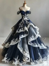 Gorgeous Off Shoulder Prom Dresses Lace Embroidered Evening Gowns Corset Formal