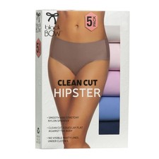 Black Bow Women's Underwear Clean Cut Hipster Large 5Pk No Panty Lines Multi Col