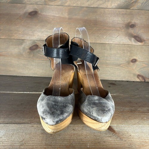 Free People Percy Mujer Talla 39 Zapatos Negro Cordones Cuña Comodidad Zuecos - Imagen 5 de 8