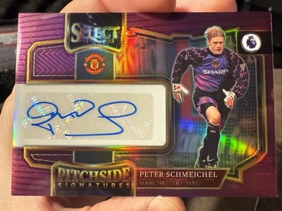 2022-23 Panini Prizm Premier League Signatures Peter Schmeichel /49 Purple auto