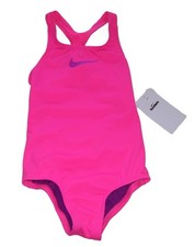Girls NIKE 1 Pc Pink w Purple Swoosh Fully Lined Racerback Swimsuit 5