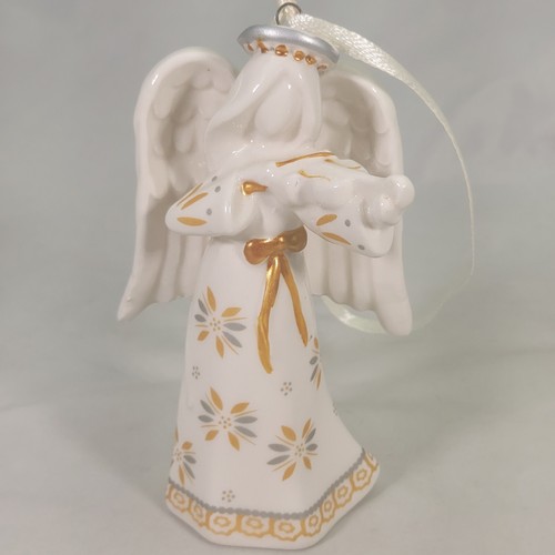 Temptations By Tara Ceramic Christmas Angel Ornament 4 inch tall White Gold Gray - Picture 9 of 9