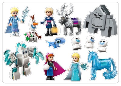 DISNEY FROZEN LEGO Aufkleber   Decals Fahrrad Skateboard Laptop Lunchbox Elsa Olaf