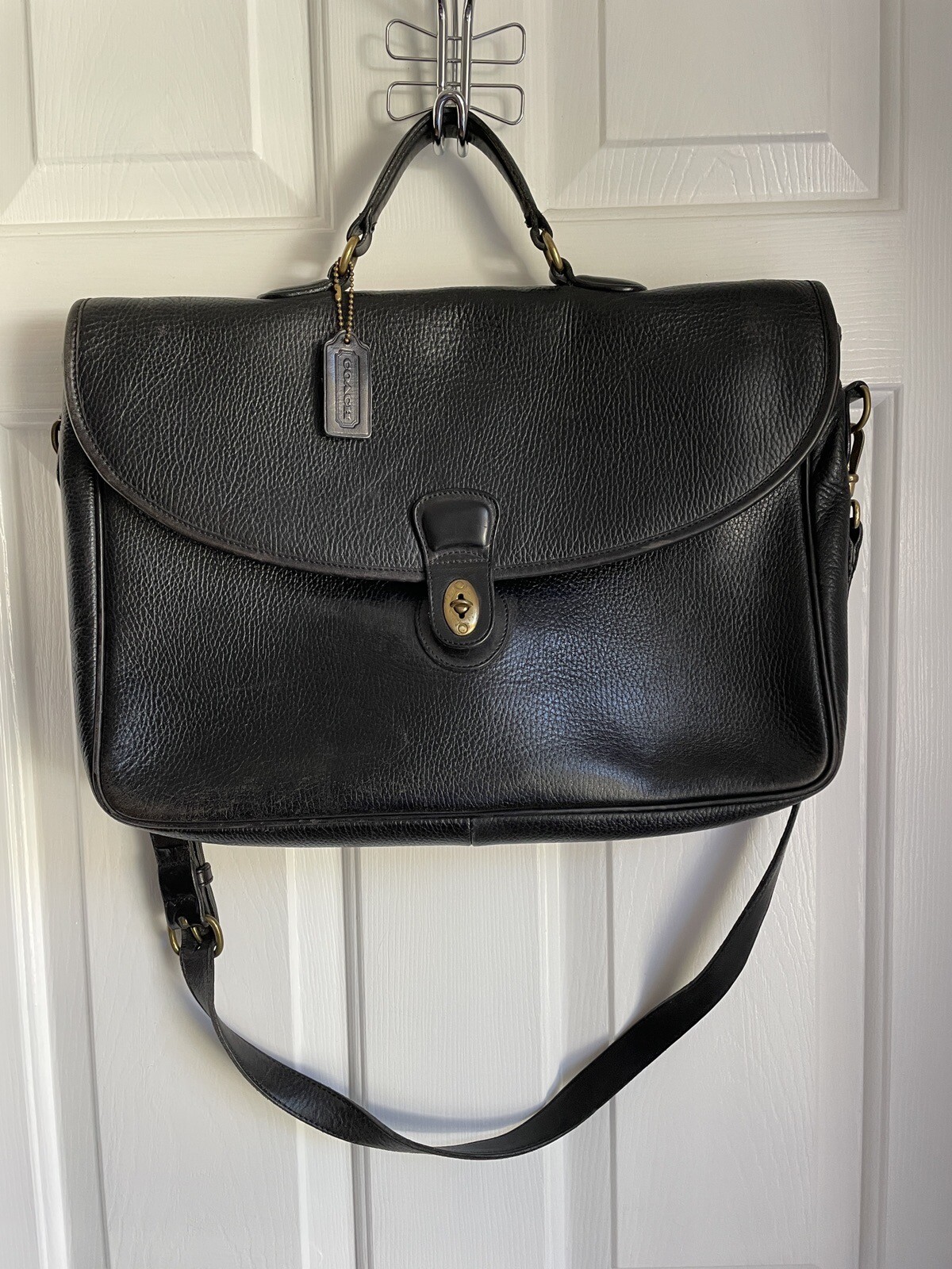 COACH Briefcase Computer Carry On Vintage Black Genui… Gem