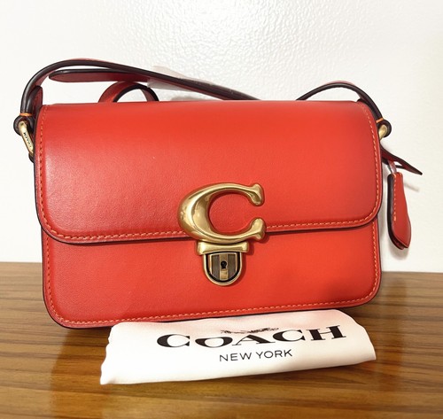 Bolso de hombro Coach C7936 Studio 19 de cuero curtido rojo naranja nuevo con etiquetas - Imagen 3 de 13